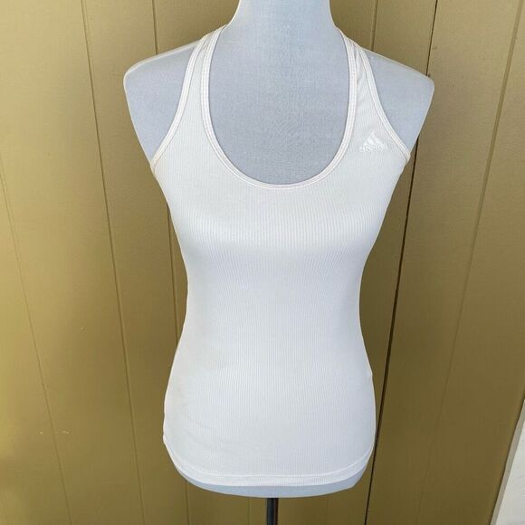 Adidas women XS racerback ribbed tank top white - Picture 1 of 10